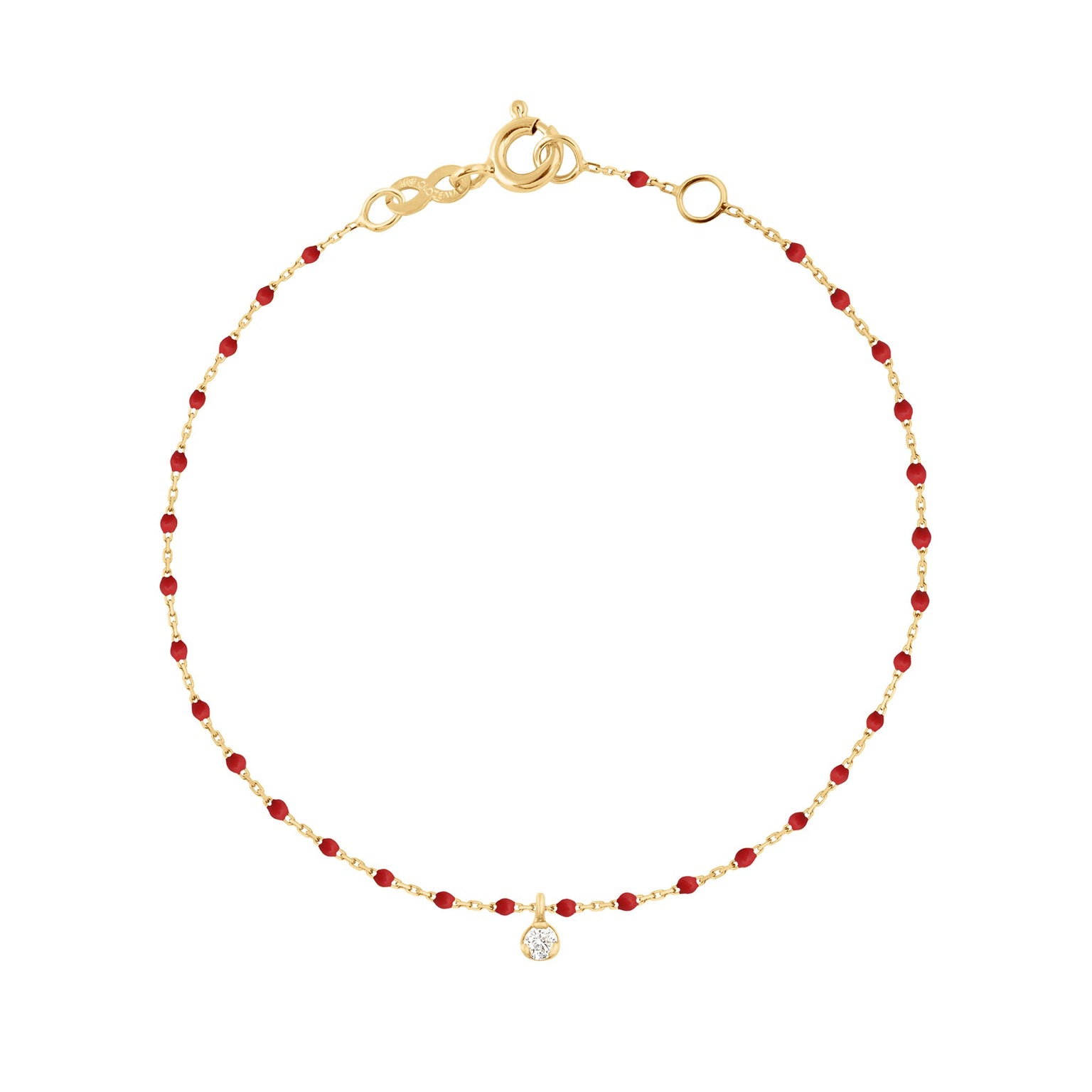 Gigi Clozeau - Bracelet coquelicot Mini Gigi, or jaune, 1 diamant, 17 cm