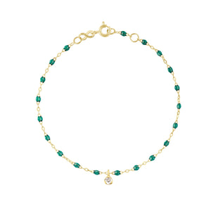 Gigi Clozeau - Bracelet émeraude Gigi Suprême, or jaune, 1 diamant, 17 cm