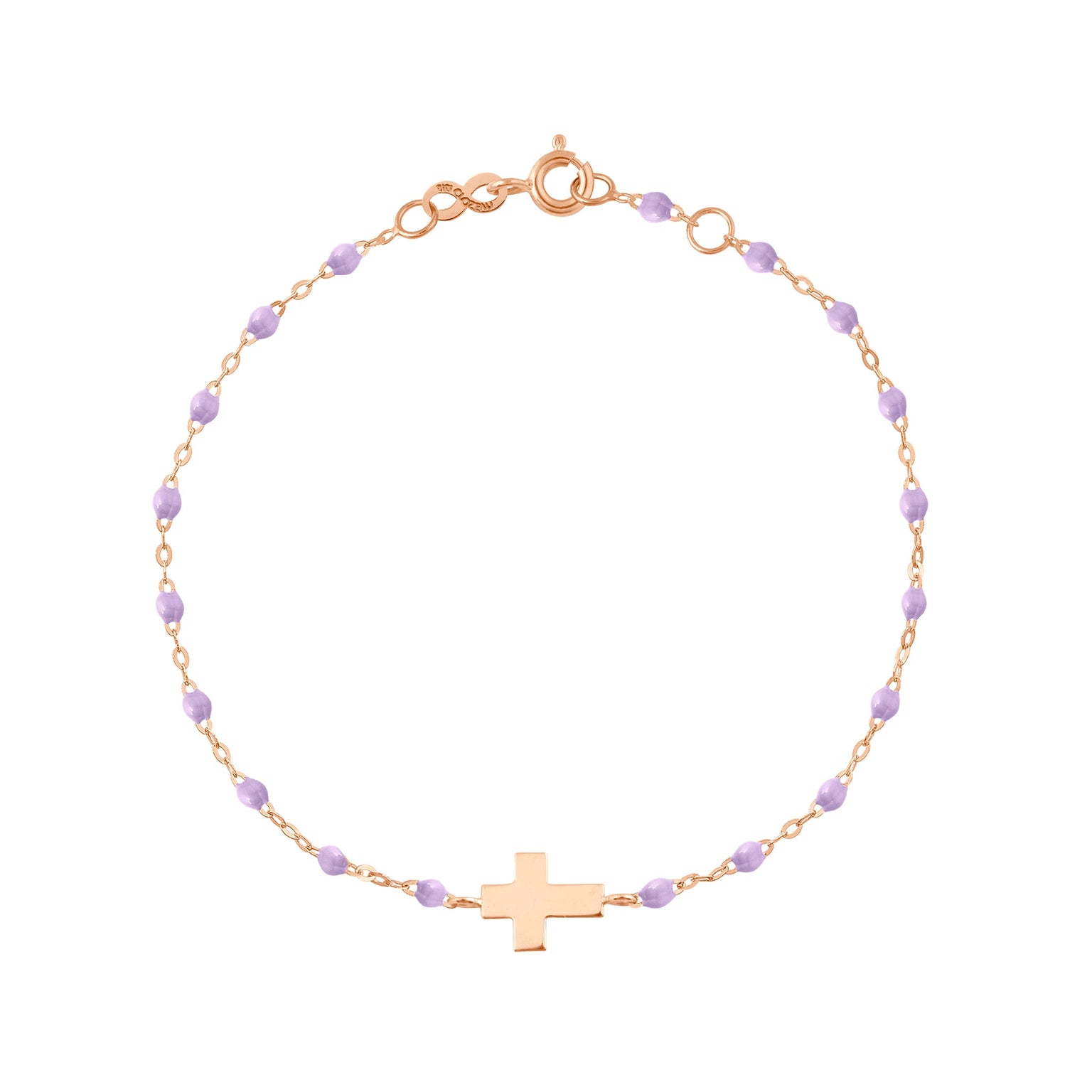 Gigi Clozeau - Bracelet enfant parme Croix, or rose, 15 cm
