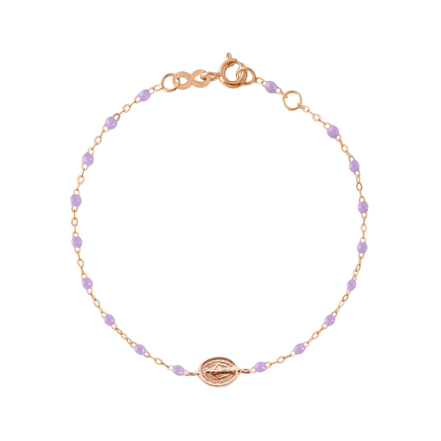 Gigi Clozeau - Bracelet enfant parme Madone or rose, 15 cm