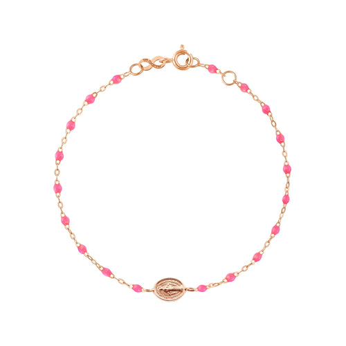 Gigi Clozeau - Bracelet enfant rose fluo Madone or rose, 15 cm