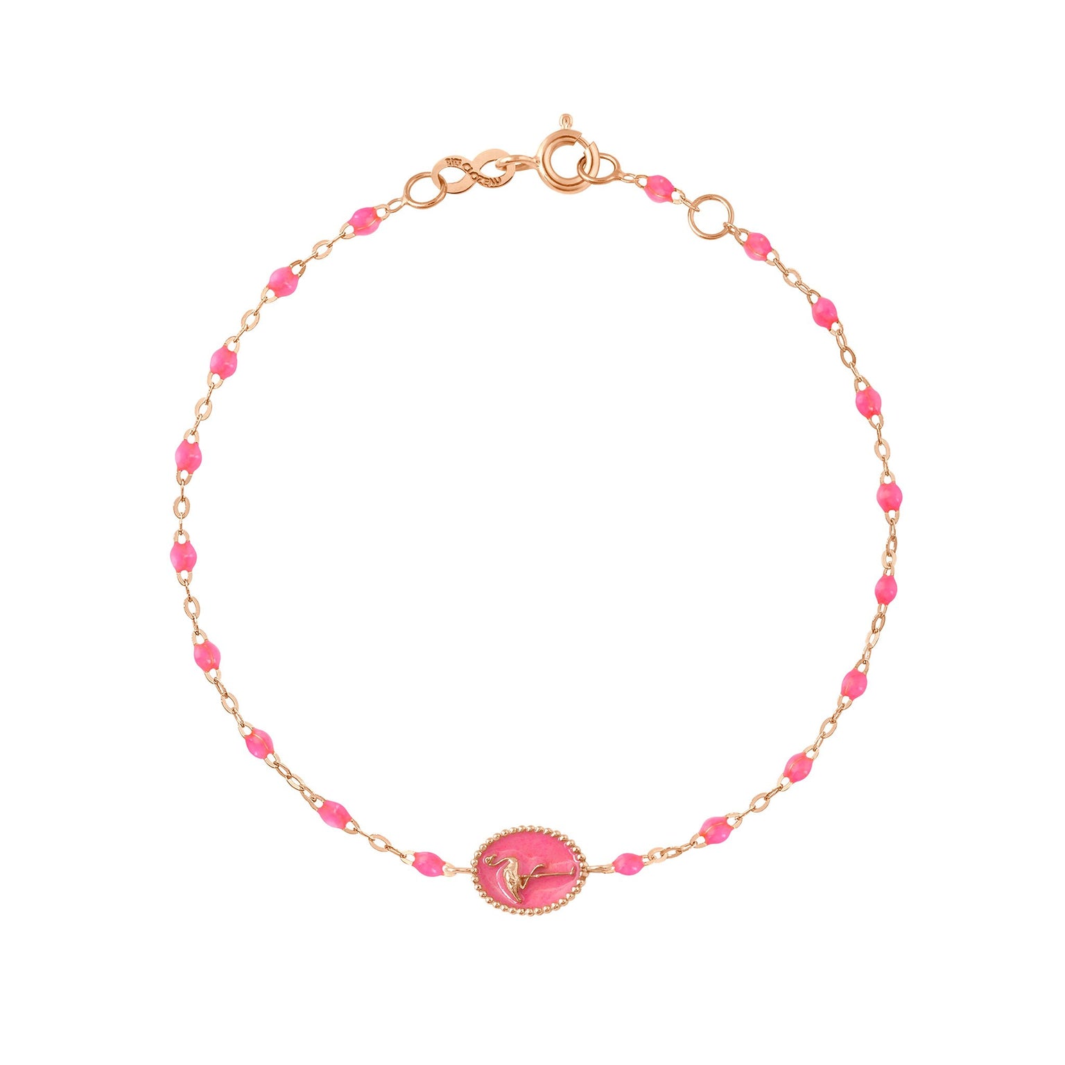 Gigi Clozeau - Bracelet Flamant résine rose fluo, or rose
