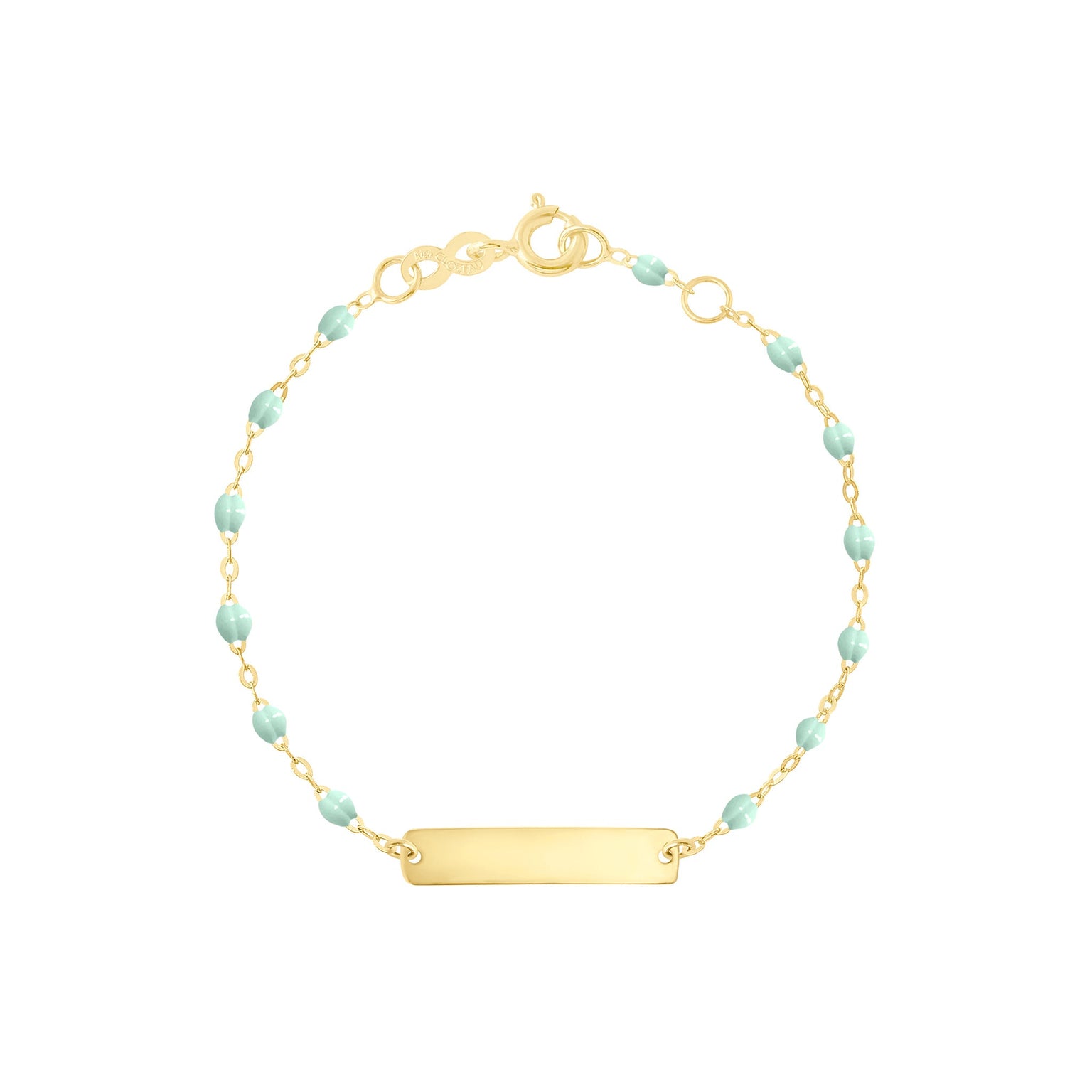 Gigi Clozeau - Bracelet jade Little Gigi, plaque rectangle, or jaune, 13 cm