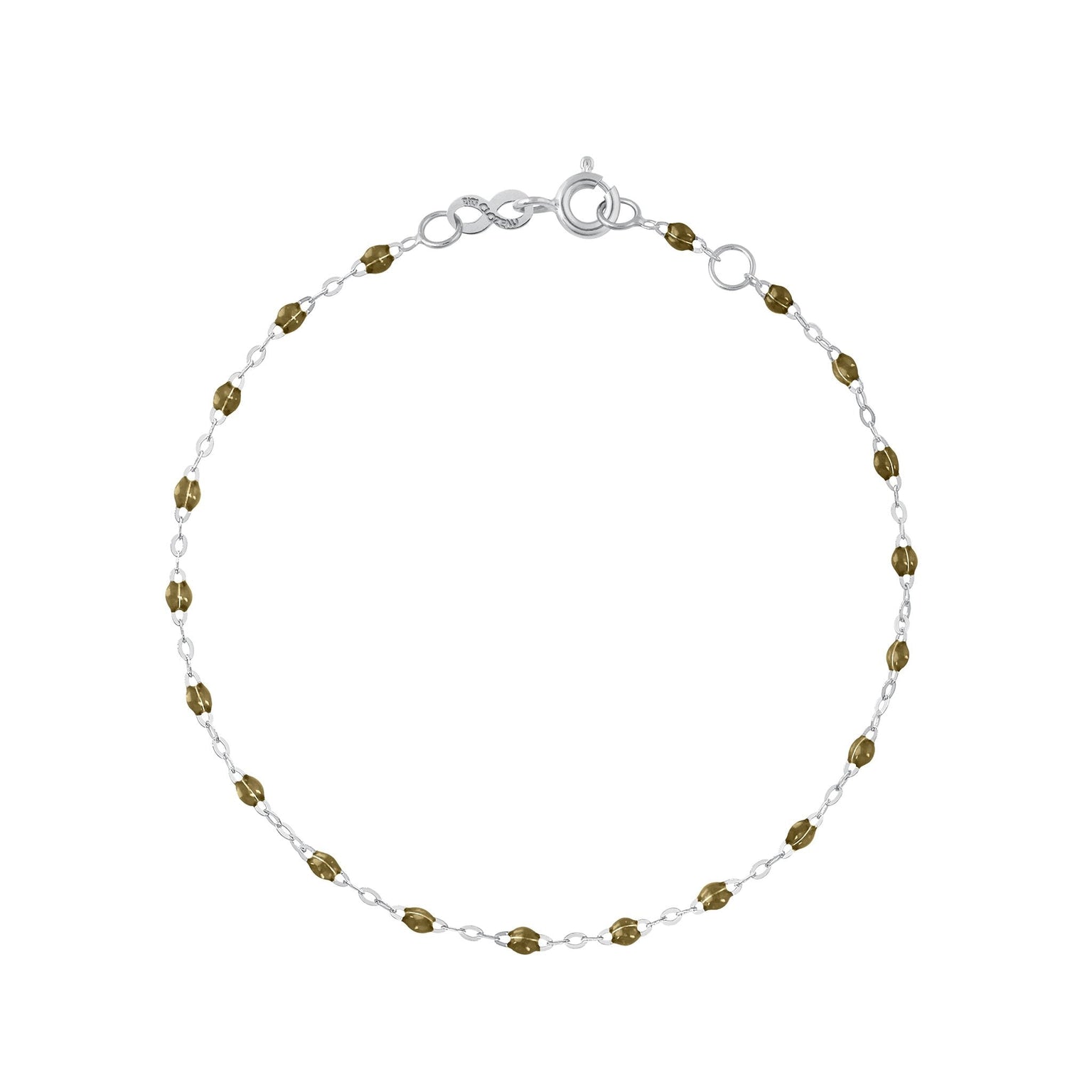 Gigi Clozeau - Bracelet kaki Classique Gigi, or blanc, 19 cm