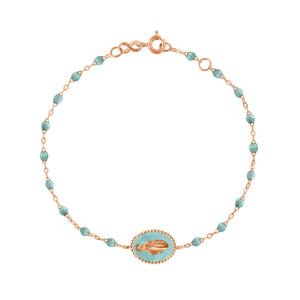 Gigi Clozeau - Bracelet Madone résine glacier, or rose, 17 cm