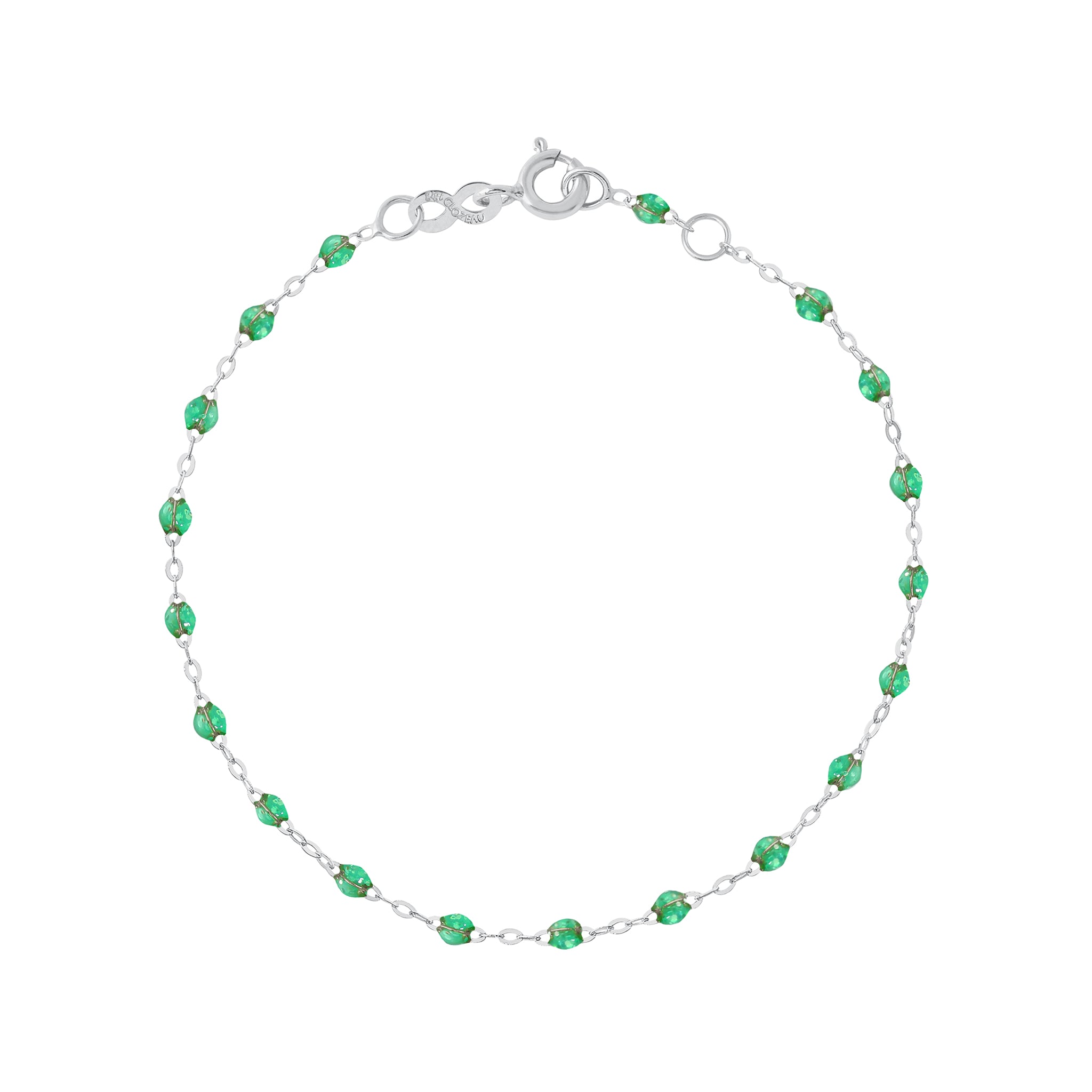 Gigi Clozeau - Bracelet menthe Classique Gigi, or blanc, 19 cm