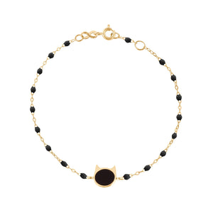 Gigi Clozeau - Bracelet noir Chat or jaune, 17 cm