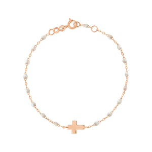 Gigi Clozeau - Bracelet opale Croix, or rose, 17cm