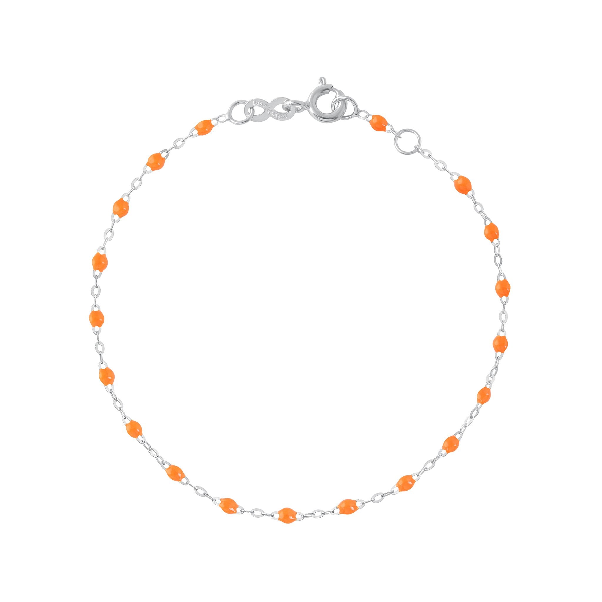 Gigi Clozeau - Bracelet orange fluo Classique Gigi, or blanc, 15 cm