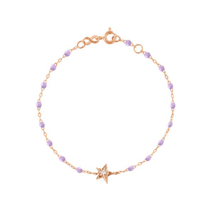 Gigi Clozeau - Bracelet parme Etoile diamant, or rose, 17 cm