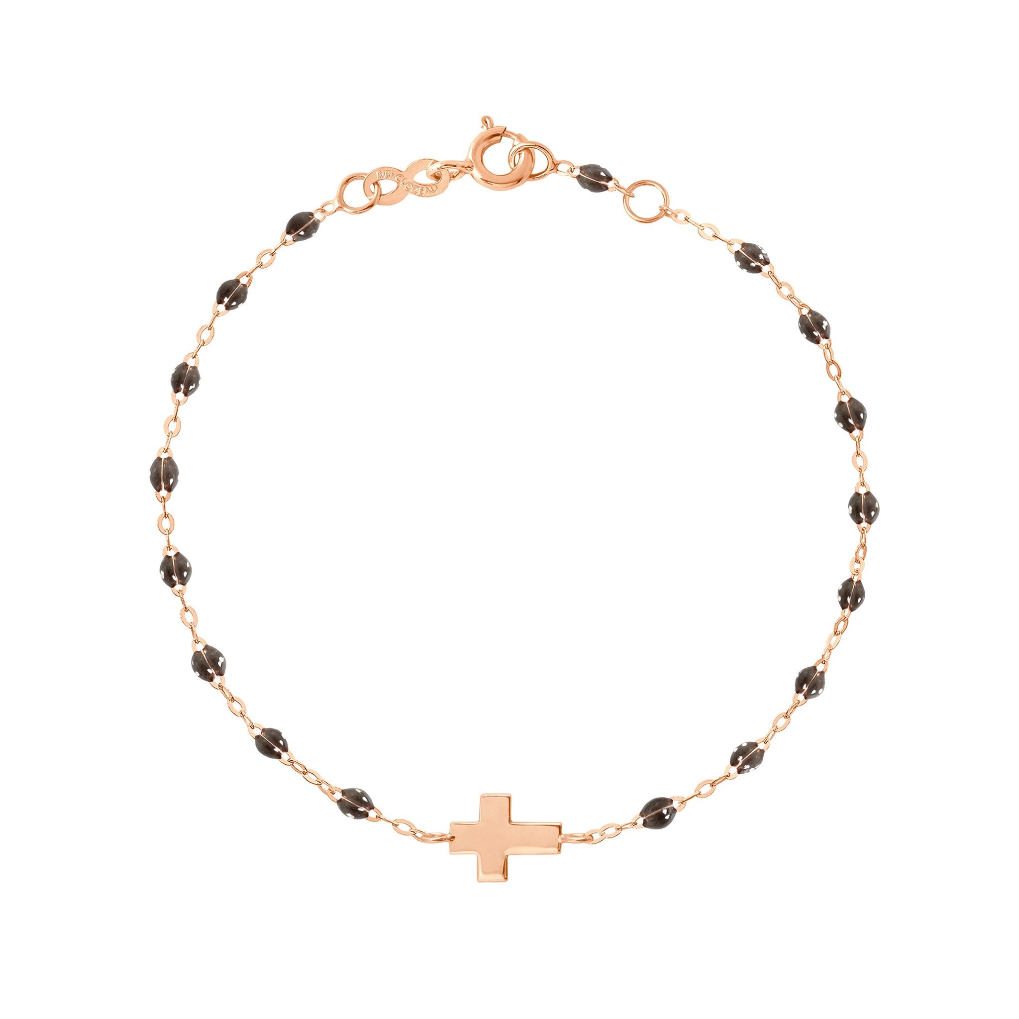 Gigi Clozeau - Bracelet quartz Croix, or rose, 17cm