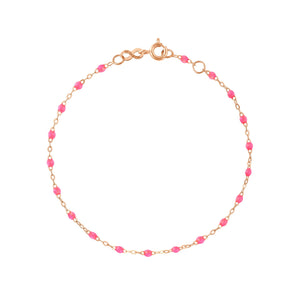 Gigi Clozeau - Bracelet rose fluo Classique Gigi, or rose, 17 cm