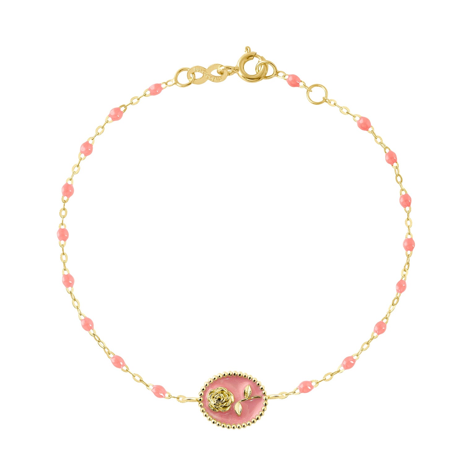 Gigi Clozeau - Bracelet Rose résine fuchsia, or jaune, 17 cm