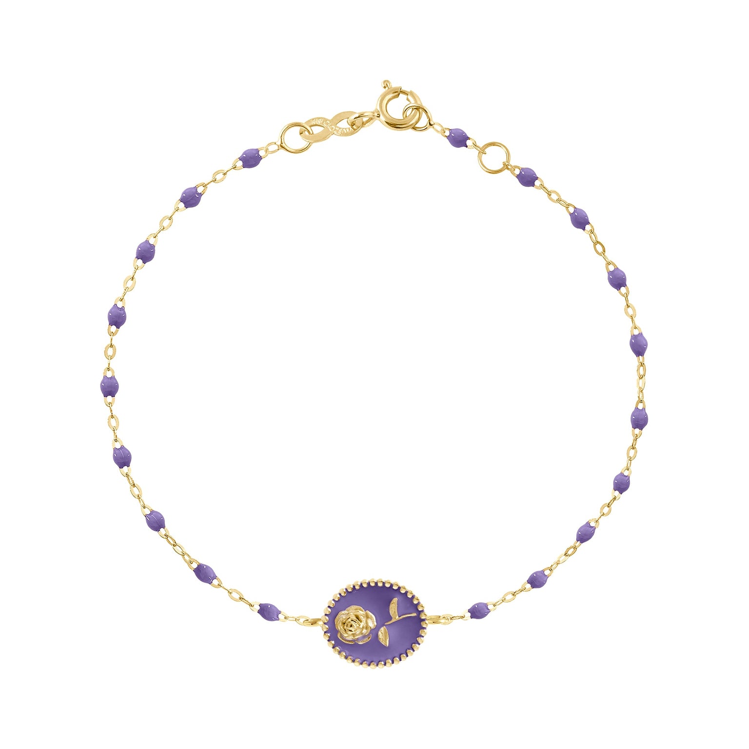 Gigi Clozeau - Bracelet Rose résine mauve, or jaune, 17 cm