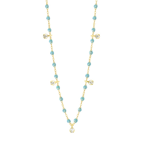 Gigi Clozeau - Collier aqua Gigi Suprême, or jaune, 5 diamants, 45 cm
