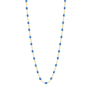 Gigi Clozeau - Collier bleu fluo Classique Gigi, or jaune, 42 cm