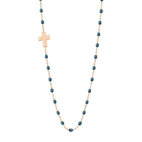 Gigi Clozeau - Collier céleste Croix de côté, or rose, 42 cm