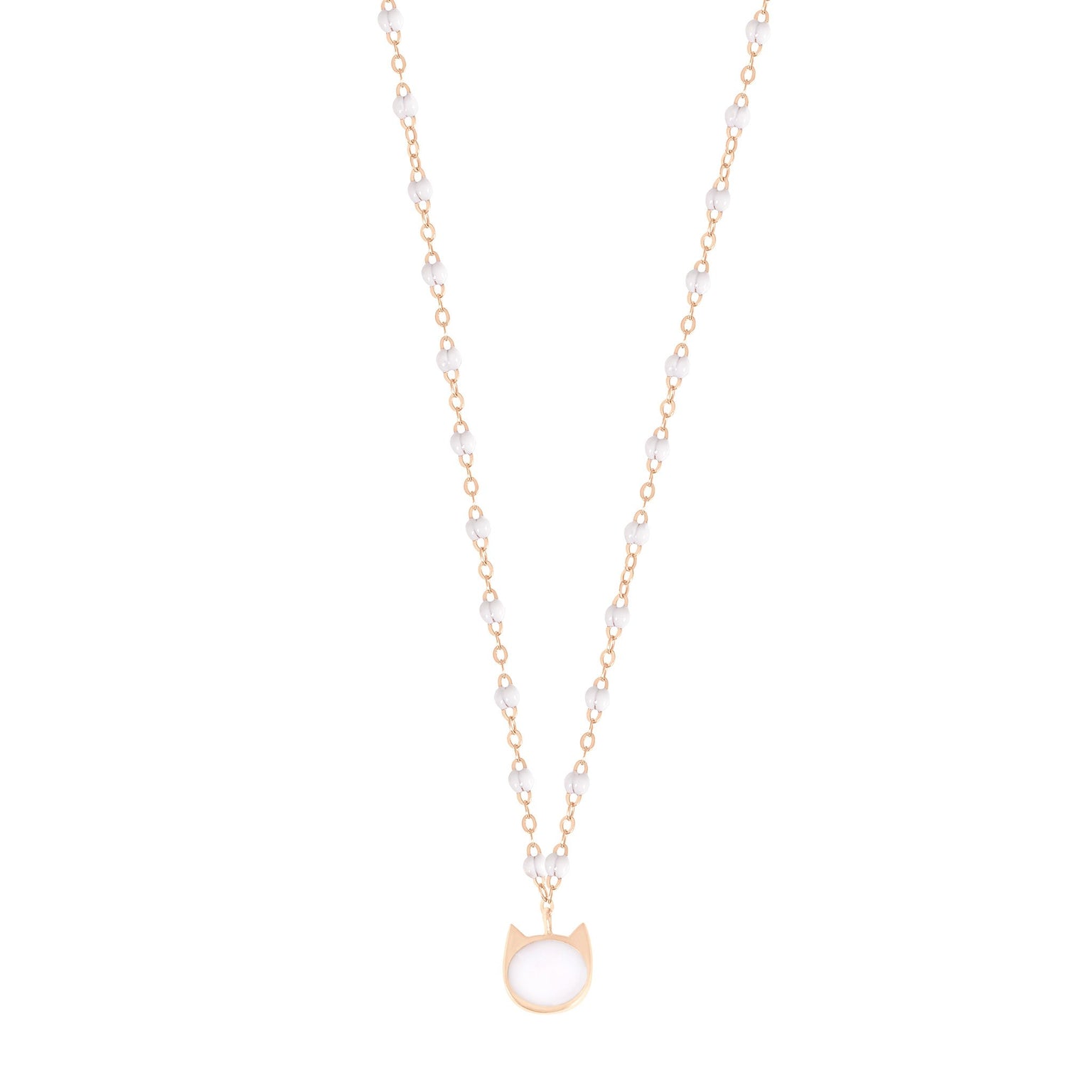 Gigi Clozeau - Collier Chat résine blanche, or rose
