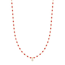 Gigi Clozeau - Collier coquelicot Mini Gigi, or jaune, 1 diamant, 40 cm