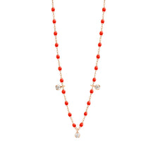 Gigi Clozeau - Collier corail Gigi Suprême, or rose, 3 diamants, 45 cm