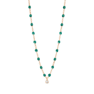 Gigi Clozeau - Collier émeraude Gigi Suprême, or rose, 1 diamant, 42 cm