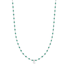 Gigi Clozeau - Collier émeraude Mini Gigi, or blanc, 1 diamant, 40 cm