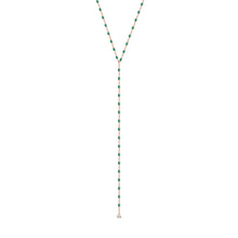 Gigi Clozeau - Collier émeraude Mini Gigi party Y, or rose, 1 diamant, 50 cm