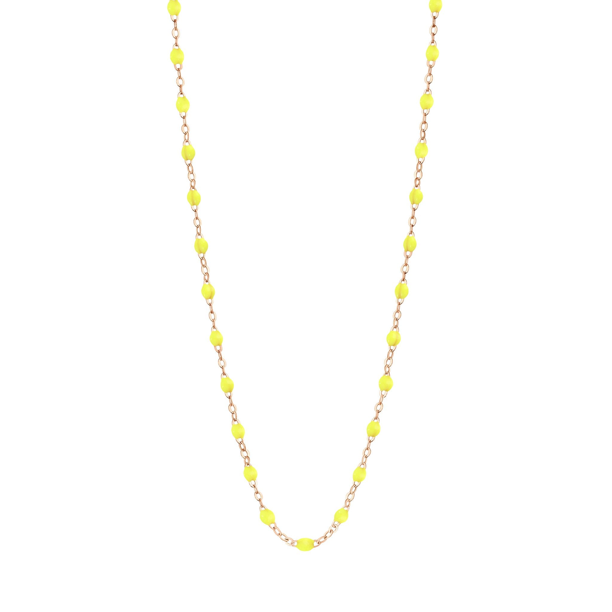 Gigi Clozeau - Collier jaune fluo Classique Gigi, or rose, 45 cm