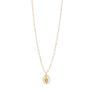Gigi Clozeau - Collier Madone résine blanche, or jaune, 42 cm