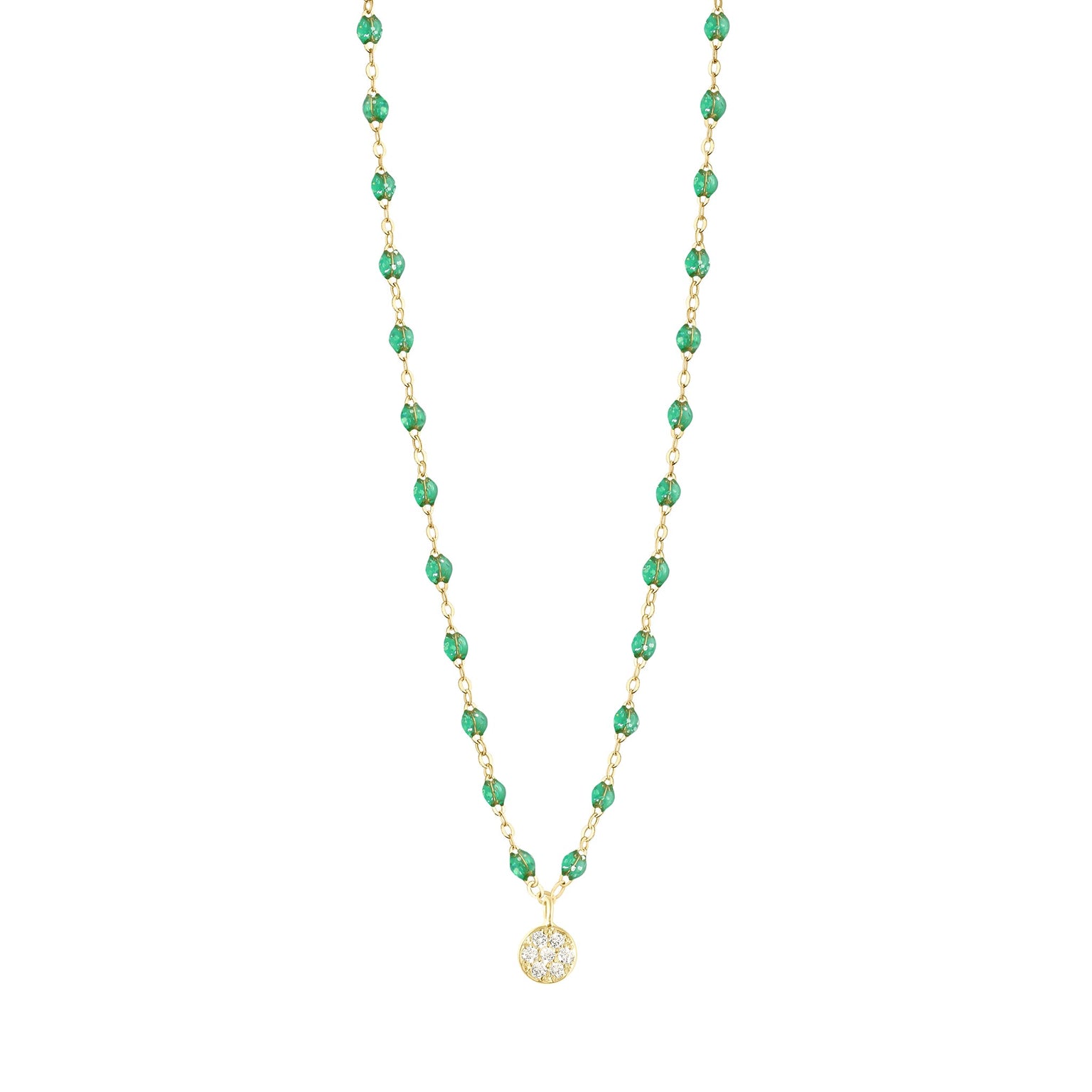 Gigi Clozeau - Collier menthe Puce diamants, or jaune, 42 cm