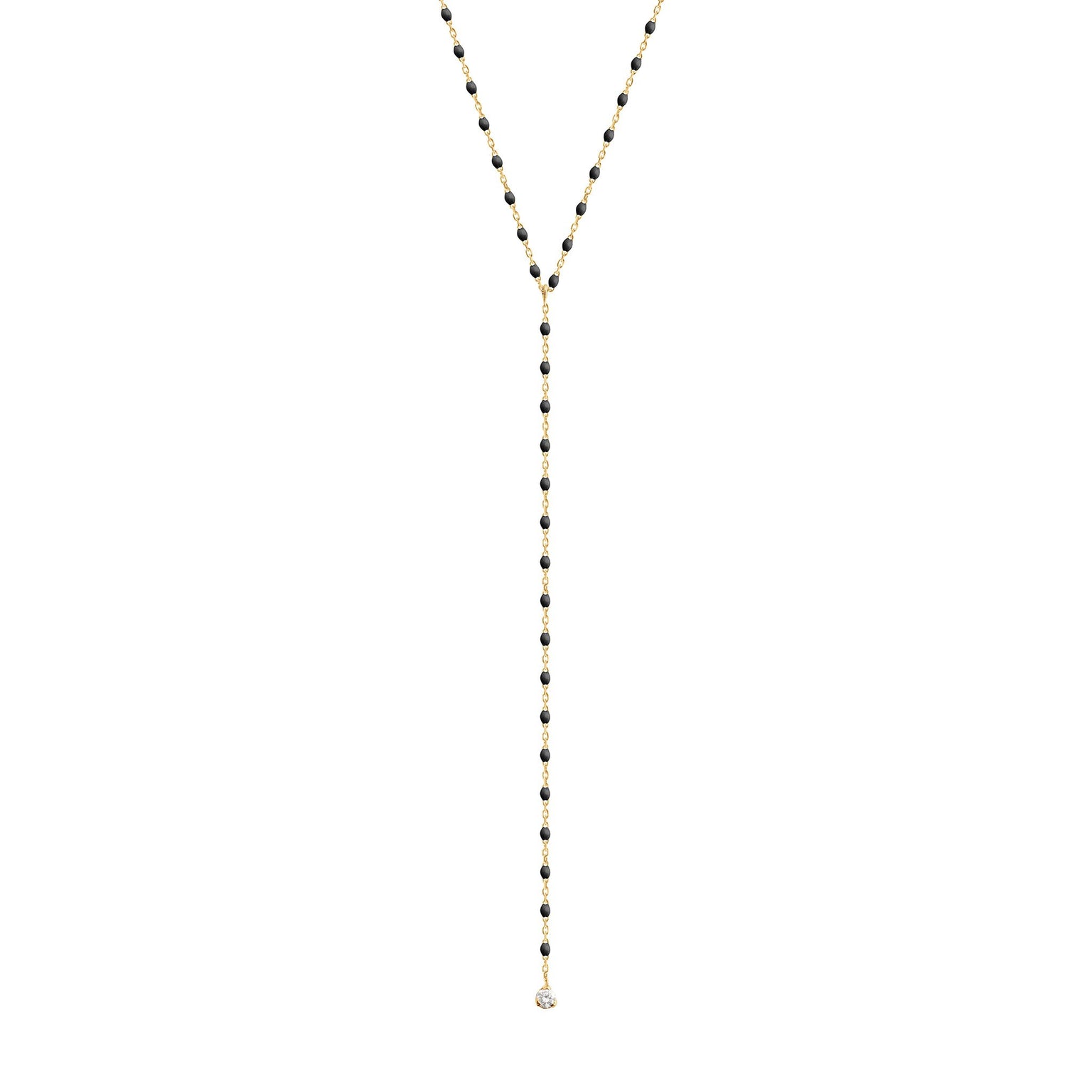 Gigi Clozeau - Collier noir Mini Gigi party Y, or jaune, 1 diamant, 50 cm