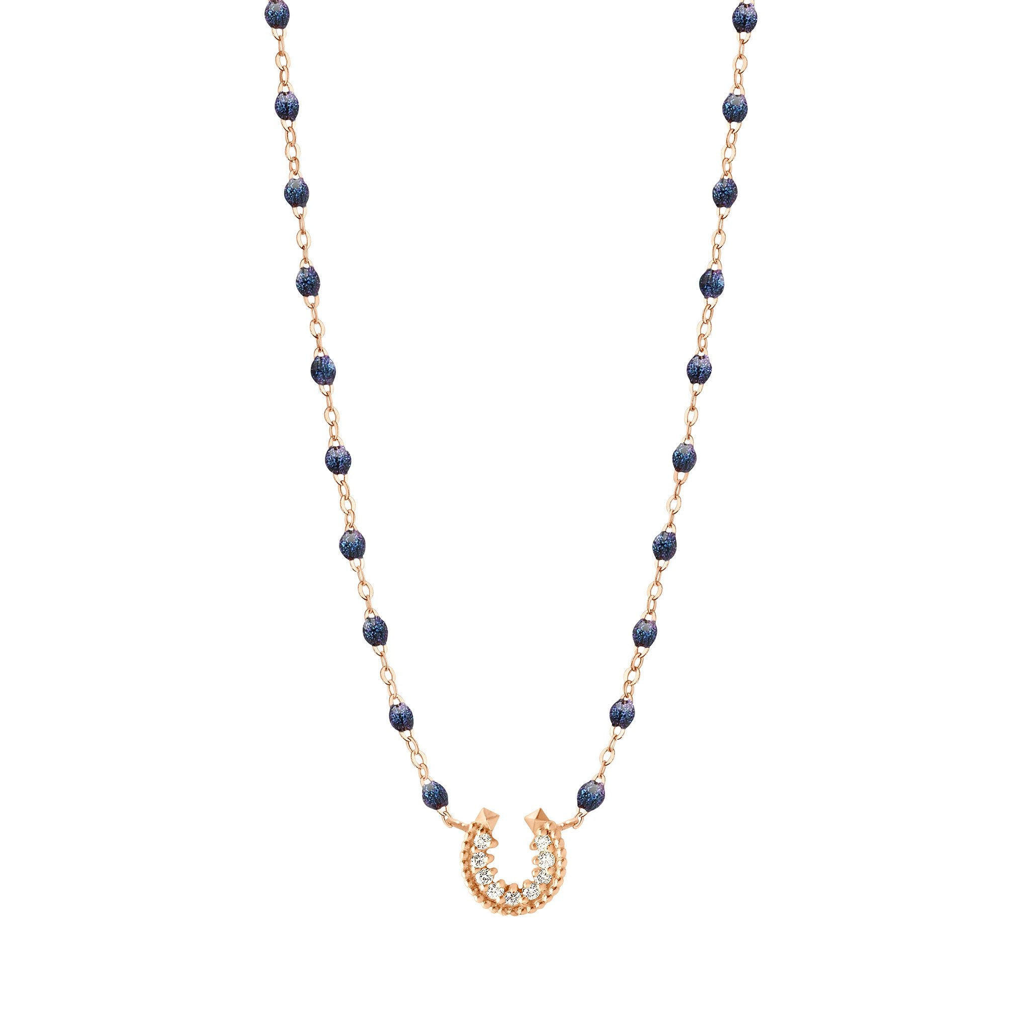 Gigi Clozeau - Collier nuit Fer à cheval, diamants, or rose, 42 cm