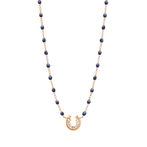 Gigi Clozeau - Collier nuit Fer à cheval, diamants, or rose, 42 cm