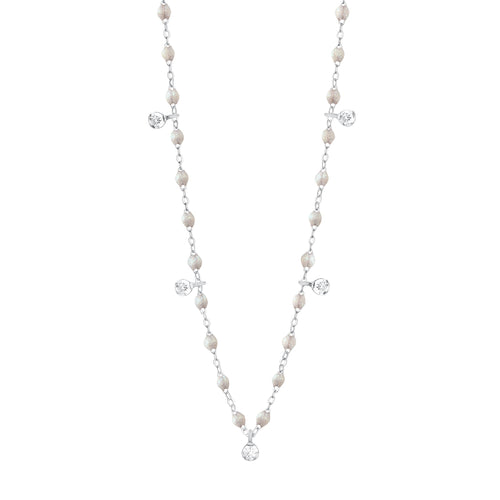 Gigi Clozeau - Collier opale Gigi Suprême, or blanc, 5 diamants, 45 cm