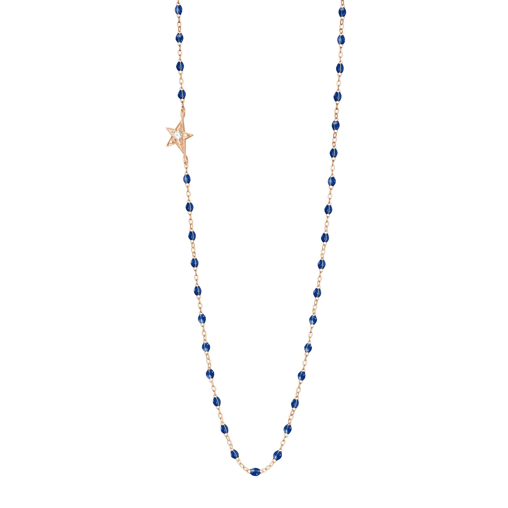 Gigi Clozeau - Collier prusse Etoile, diamant, or rose, 42 cm