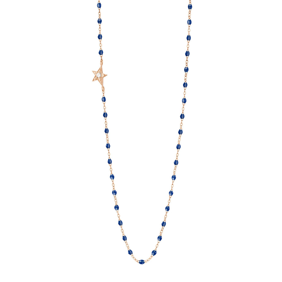 Gigi Clozeau - Collier prusse Etoile, diamant, or rose, 42 cm