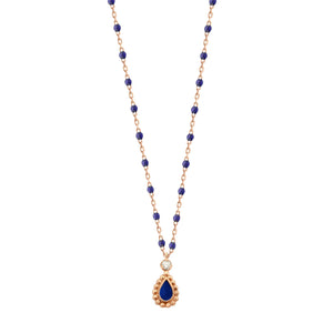 Gigi Clozeau - Collier prusse Lucky Cashmere, diamant, or rose, 42 cm