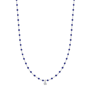 Gigi Clozeau - Collier prusse Mini Gigi, or blanc, 1 diamant, 40 cm