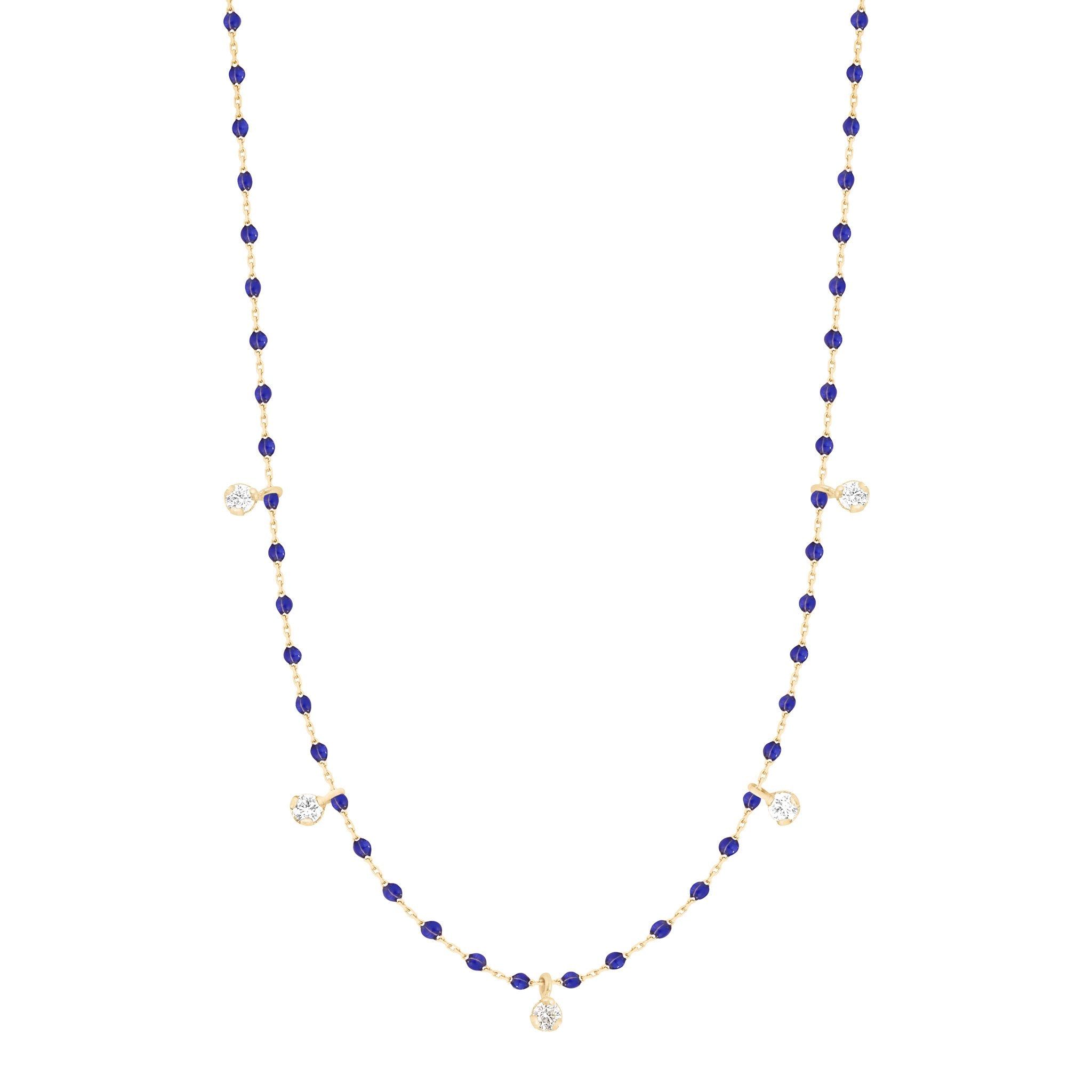 Gigi Clozeau - Collier prusse Mini Gigi, or jaune, 5 diamants, 55 cm