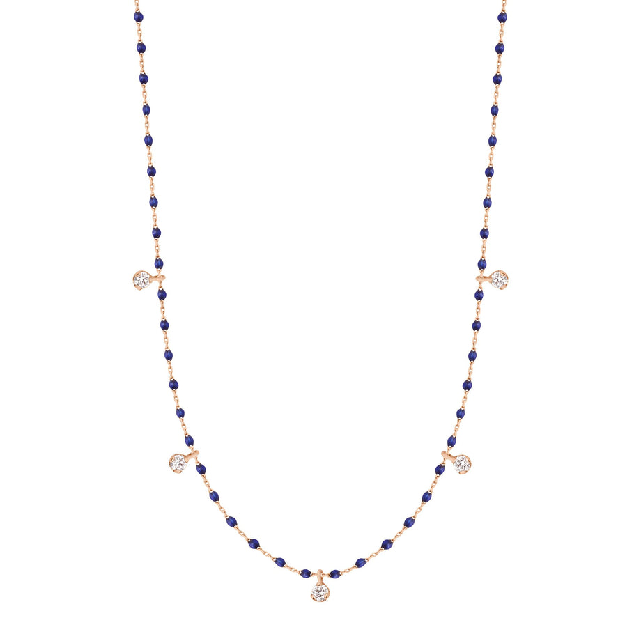 Gigi Clozeau - Collier prusse Mini Gigi, or rose, 5 diamants, 55 cm