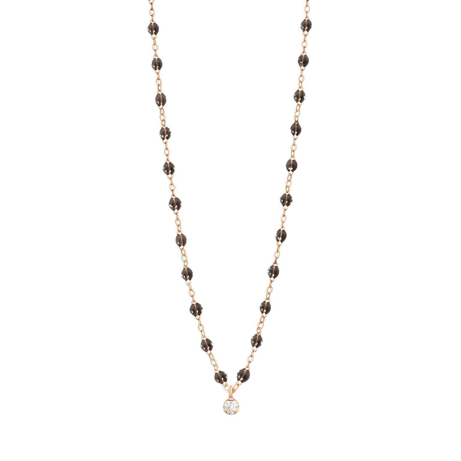 Gigi Clozeau - Collier quartz Gigi Suprême, or rose, 1 diamant, 42 cm