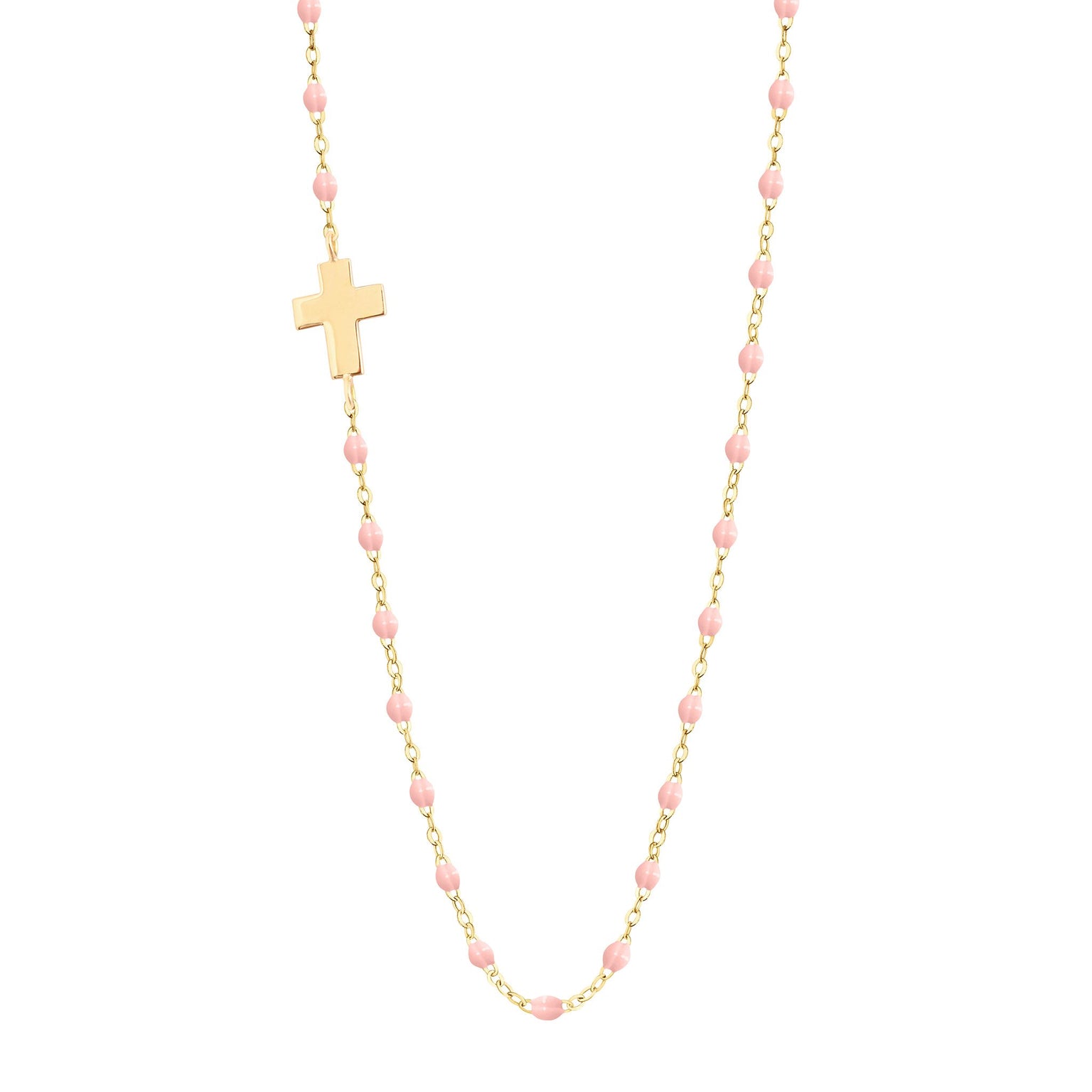 Gigi Clozeau - Collier rose bébé Croix de côté, or jaune, 42 cm