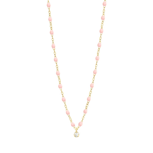 Gigi Clozeau - Collier rose bébé Gigi Suprême, or jaune, 1 diamant, 42 cm