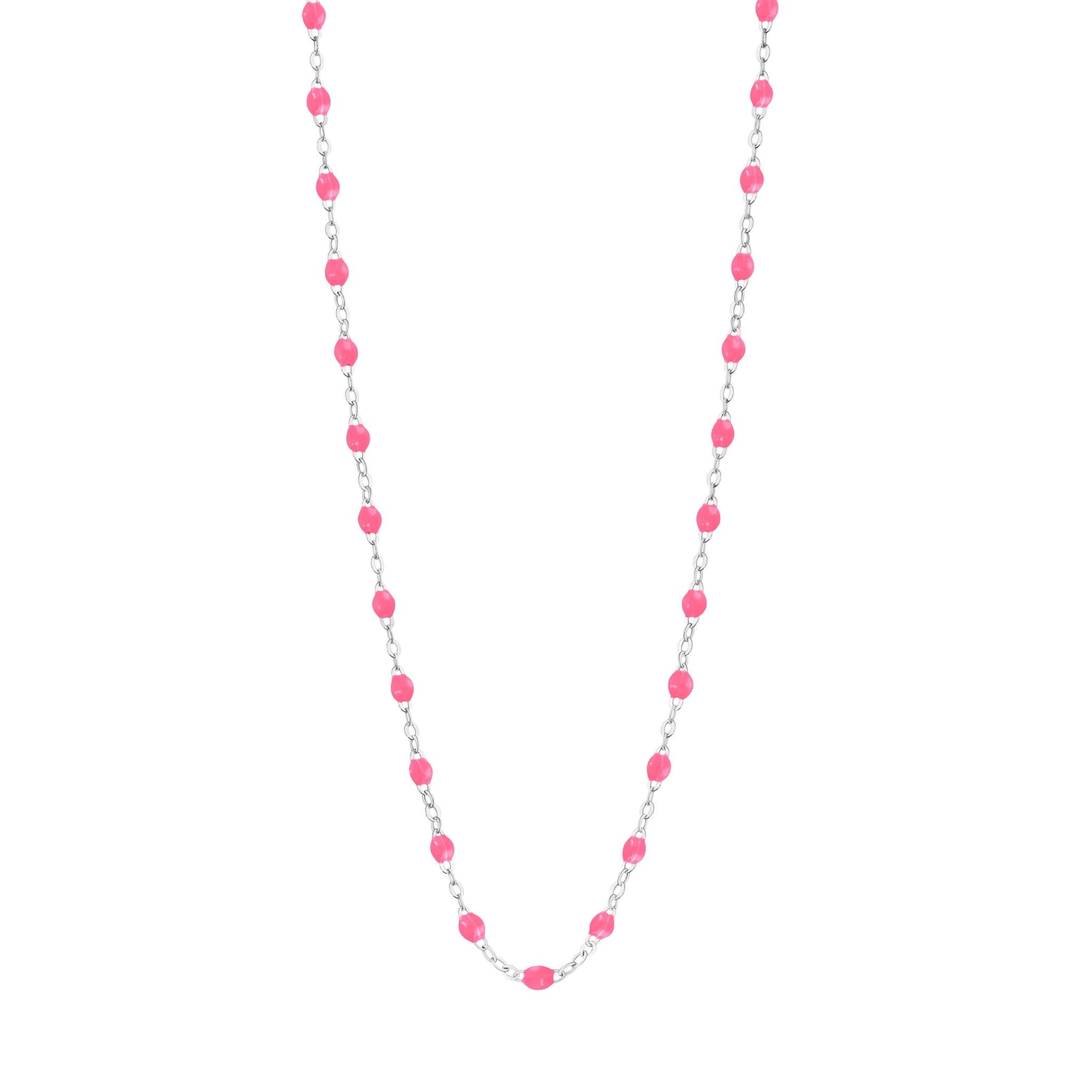 Gigi Clozeau - Collier rose fluo Classique Gigi, or blanc, 42 cm