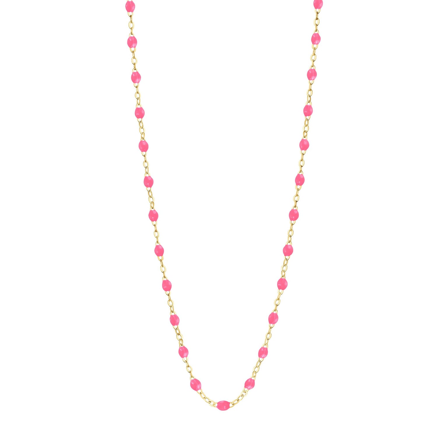 Gigi Clozeau - Collier rose fluo Classique Gigi, or jaune, 42 cm