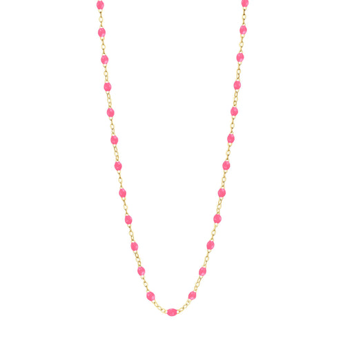 Gigi Clozeau - Collier rose fluo Classique Gigi, or jaune, 45 cm