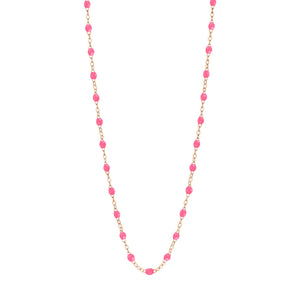 Gigi Clozeau - Collier rose fluo Classique Gigi, or rose, 45 cm