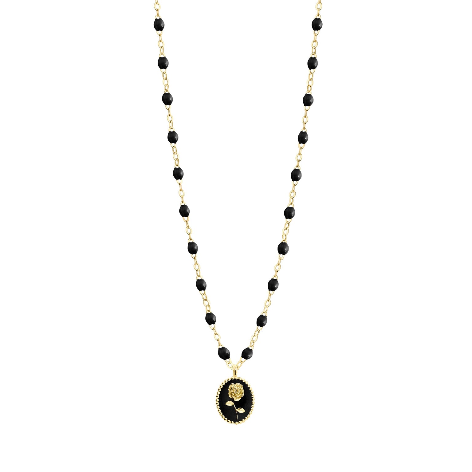 Gigi Clozeau - Collier Rose résine noire, or jaune, 42 cm
