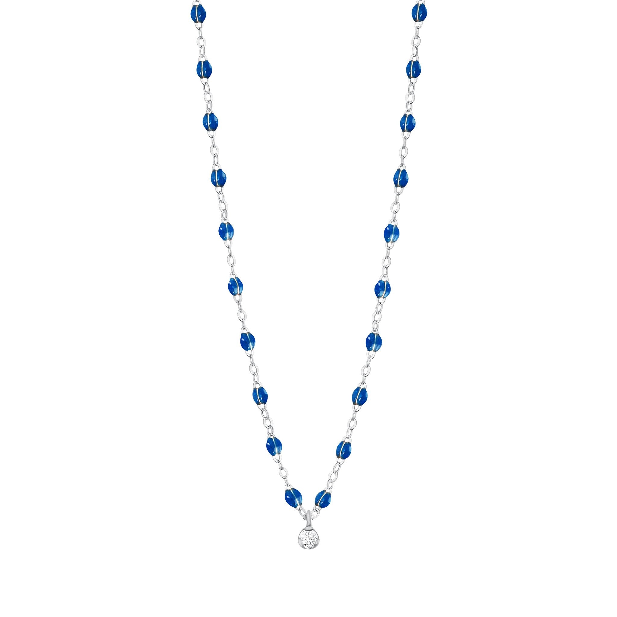 Gigi Clozeau - Collier saphir Gigi Suprême, or blanc, 1 diamant, 42 cm