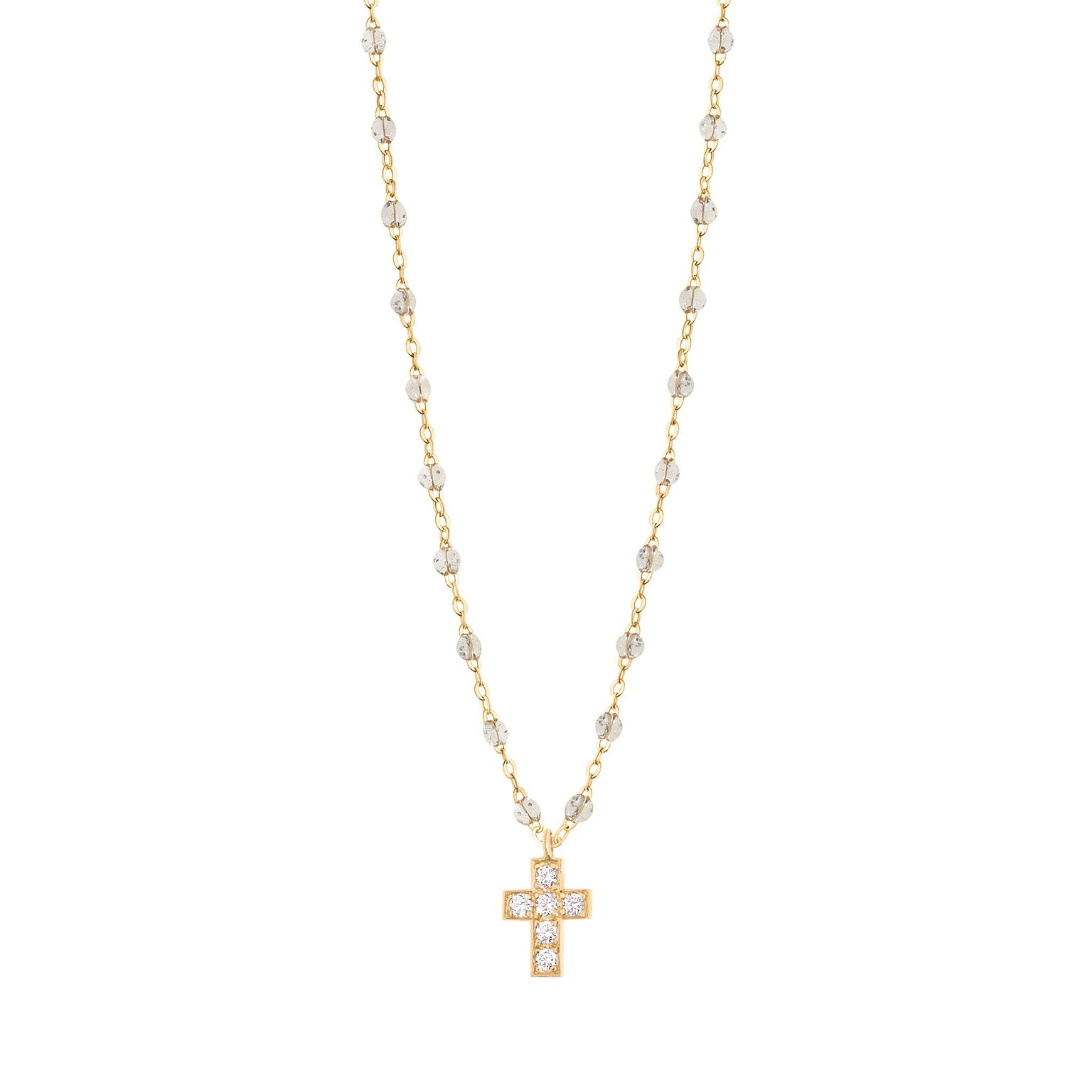 Gigi Clozeau - Collier sparkle Croix diamants, or jaune, 42 cm